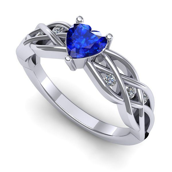 Inel de logodna din aur alb cu safir