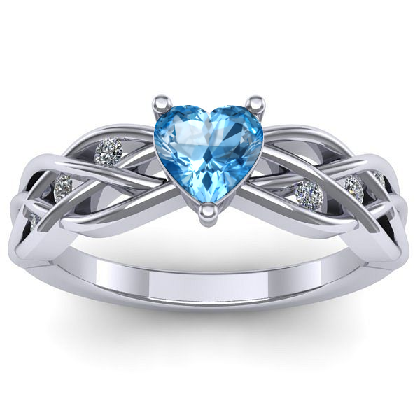 Inel cu topaz blue inima