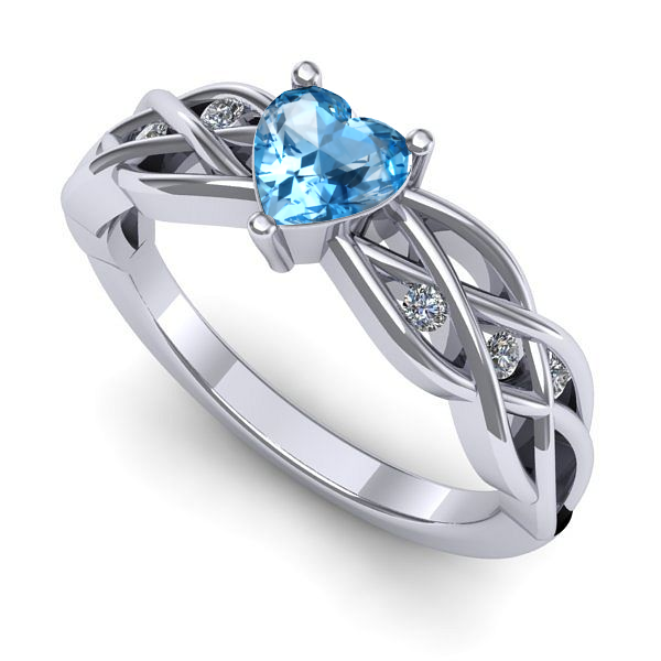 Inel din aur alb cu topaz blue