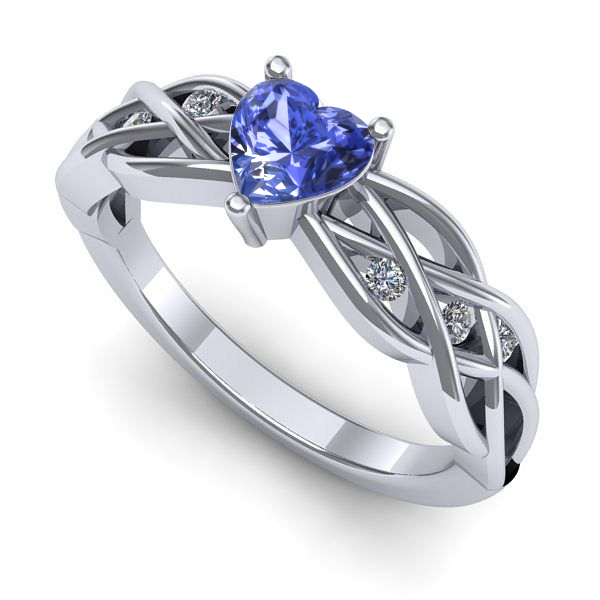 Inel de logodna din aur alb cu tanzanit