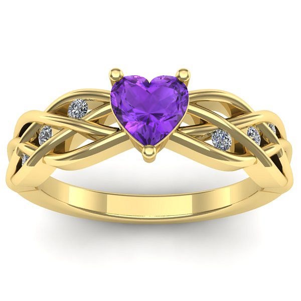 Inel cu ametist inima