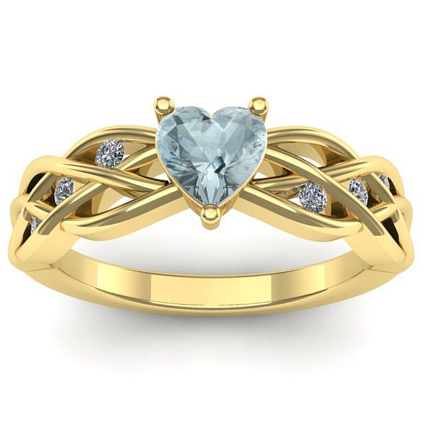 Inel cu aquamarin inima