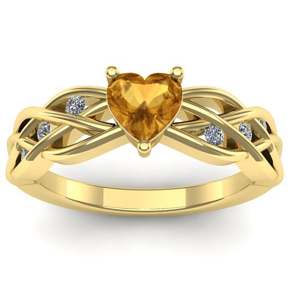 Inel logodna cu citrin inima