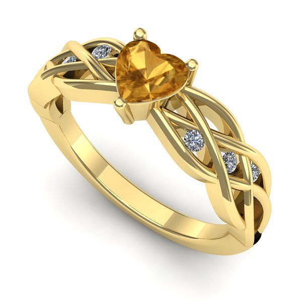 Inel de logodna din aur galben cu citrin