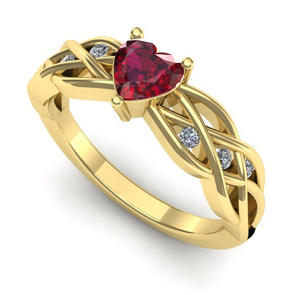 Inel logodna din aur galben cu rubin