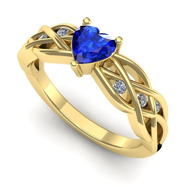 Inel logodna din aur galben cu safir