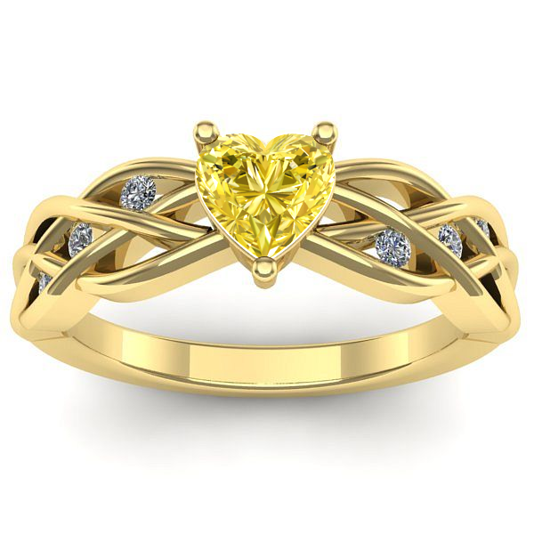 Inel de logodna cu safir galben inima