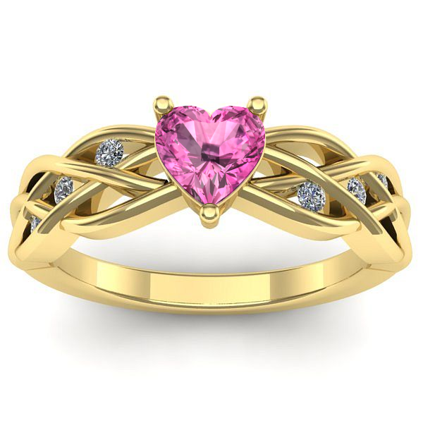 Inel logodna cu safir roz inima