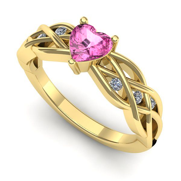 Inel de logodna din aur galben cu safir roz