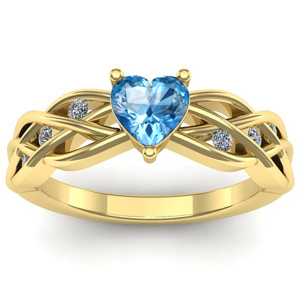 Inel cu topaz blue inima