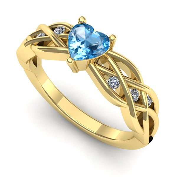 Inel de logodna din aur galben cu topaz blue