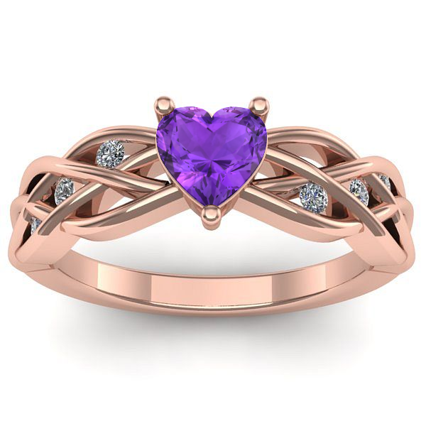 Inel de logodna cu ametist inima