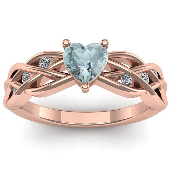 Inel de logodna cu aquamarin inima