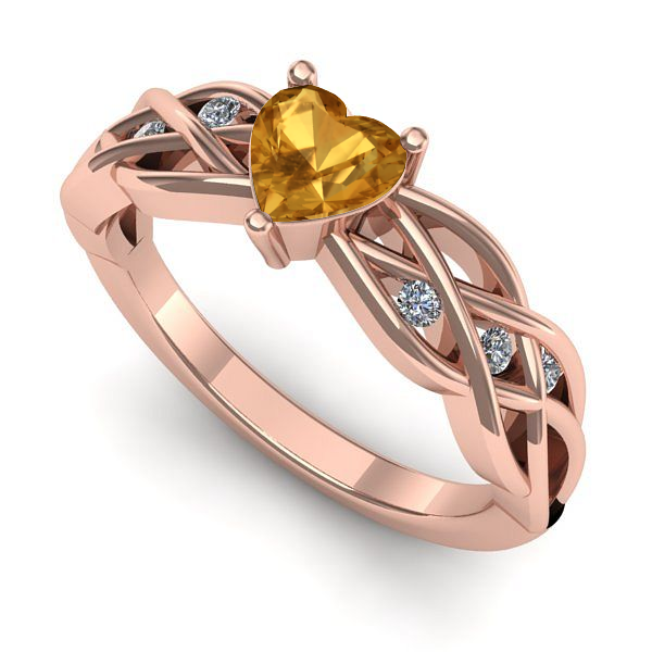 Inel logodna din aur roz cu citrin