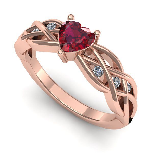 Inel de logodna din aur roz cu rubin