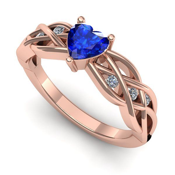 Inel logodna din aur roz cu safir