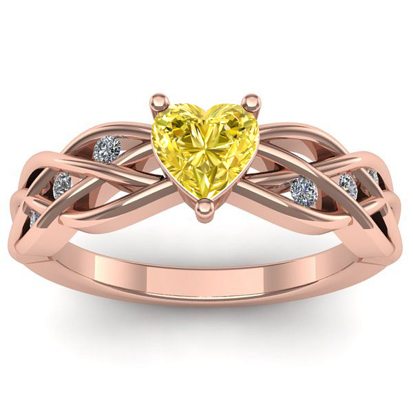 Inel de logodna cu safir galben inima