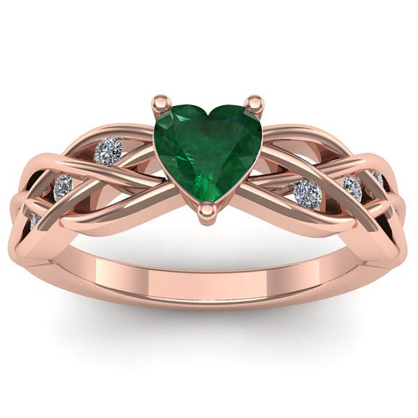 Inel de logodna cu smarald inima