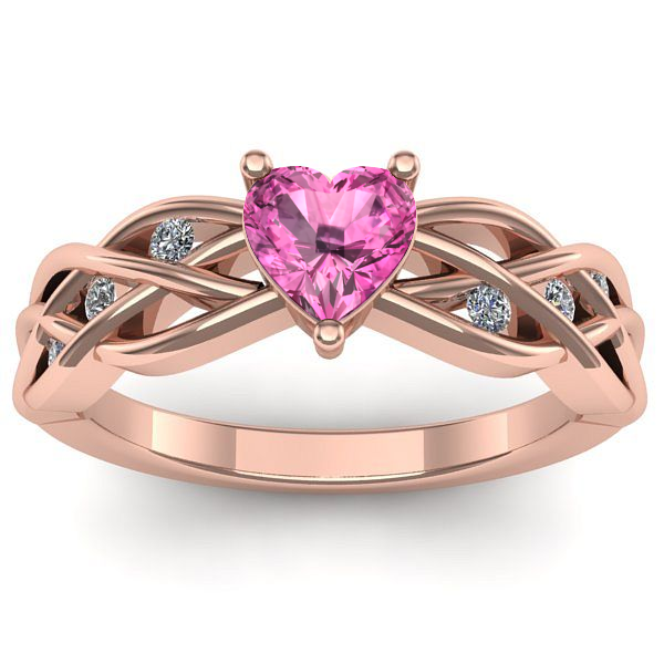Inel de logodna cu safir roz inima
