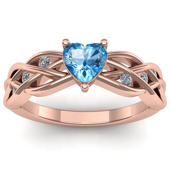 Inel de logodna cu topaz blue inima