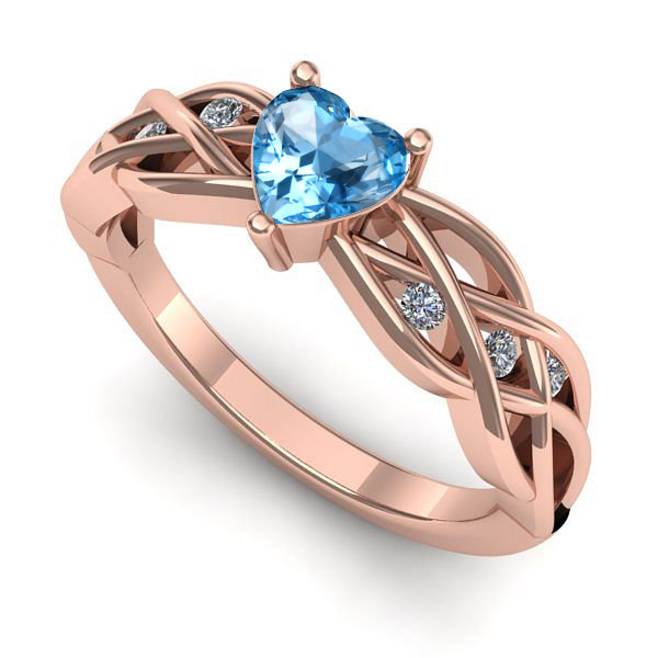 Inel logodna din aur roz cu topaz blue