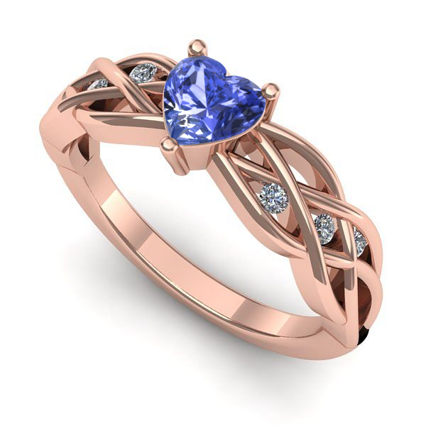 Inel de logodna din aur roz cu tanzanit