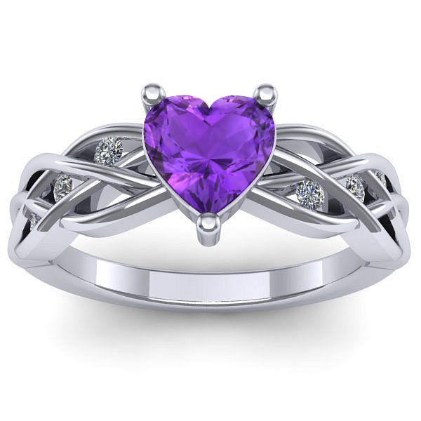 Inel logodna cu ametist inima
