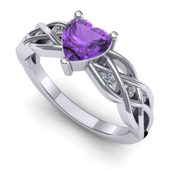 Inel de logodna din aur alb cu ametist