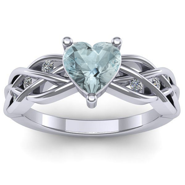Inel de logodna cu aquamarin inima