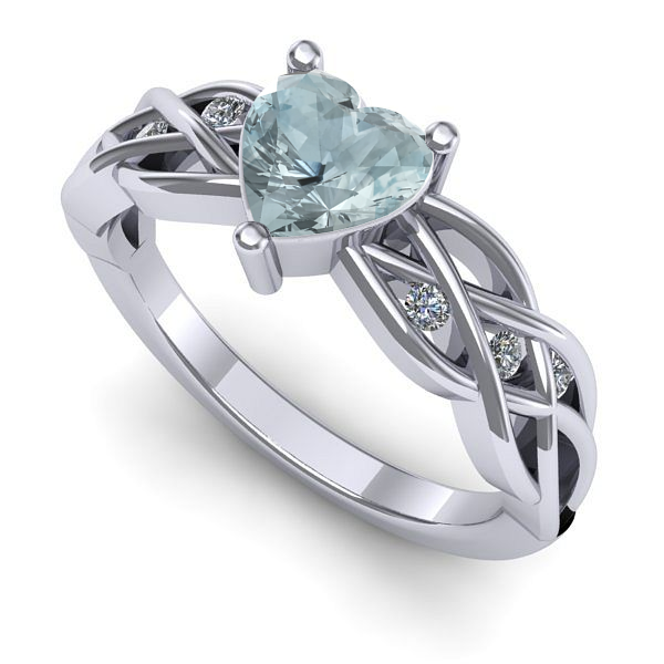 Inel de logodna din aur alb cu aquamarin