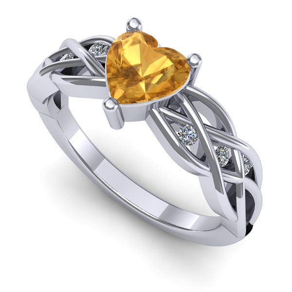 Inel din aur alb cu citrin