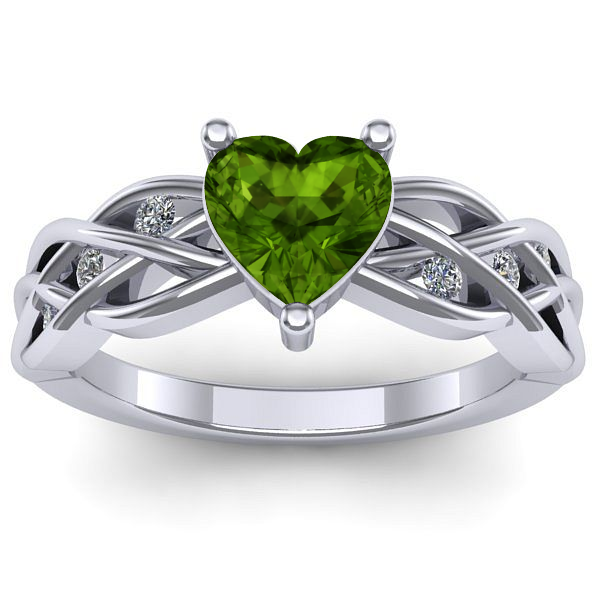 Inel de logodna cu peridot inima