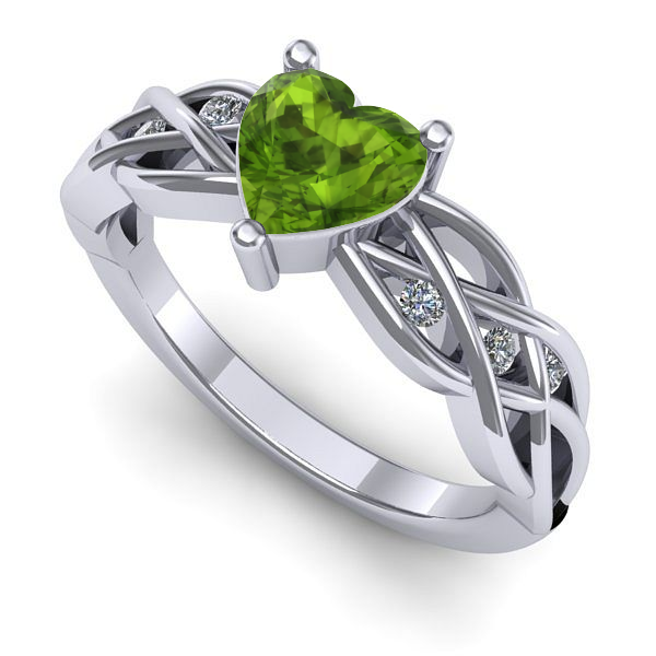 Inel din aur alb cu peridot