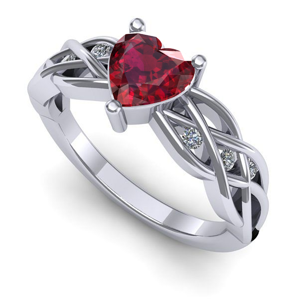 Inel din aur alb cu rubin