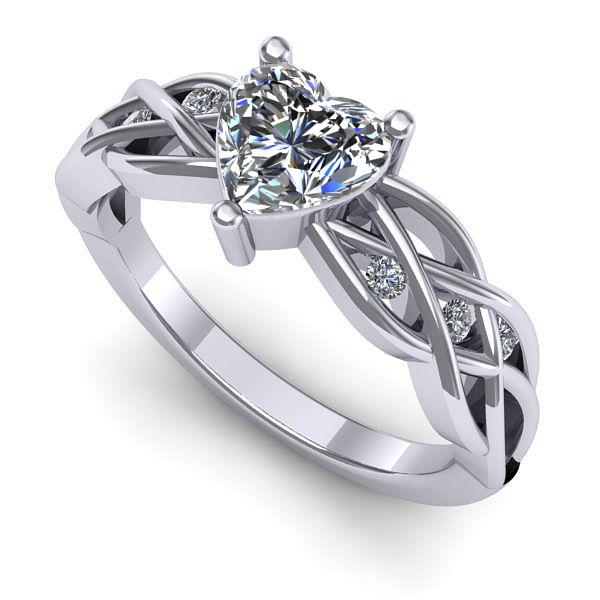 Inel logodna din aur alb cu safir alb