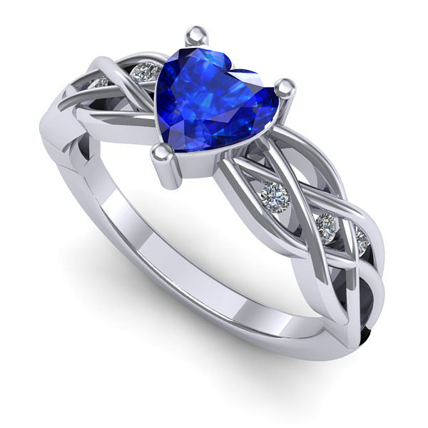 Inel de logodna din aur alb cu safir