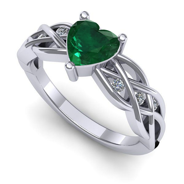 Inel din aur alb cu smarald