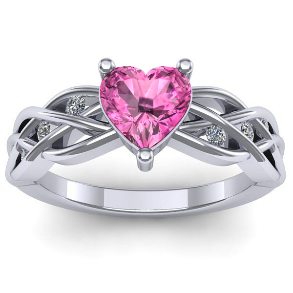 Inel cu safir roz inima