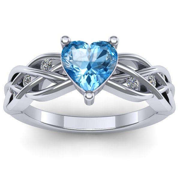 Inel de logodna cu topaz blue inima
