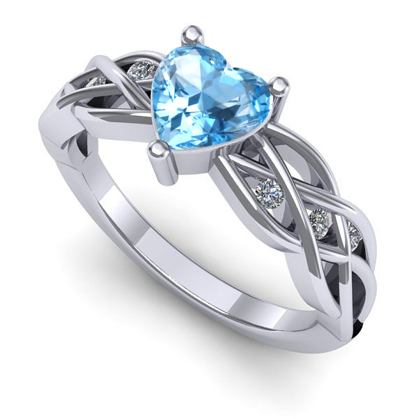 Inel din aur alb cu topaz blue