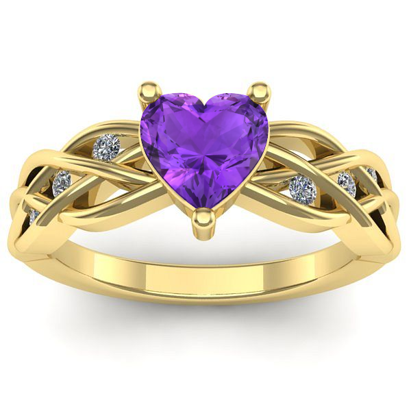 Inel logodna cu ametist inima