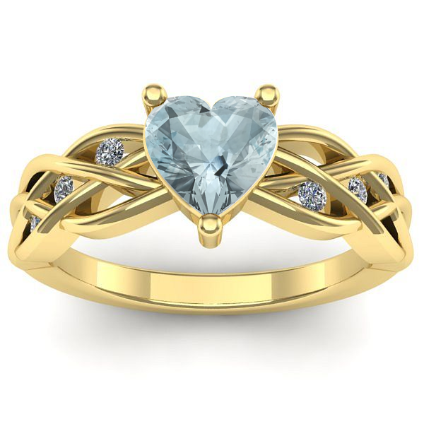 Inel cu aquamarin inima