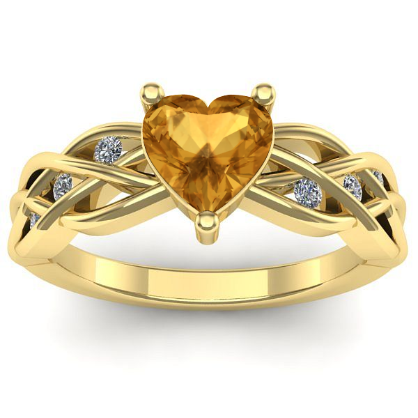 Inel logodna cu citrin inima