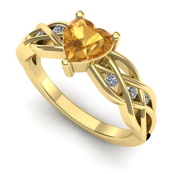 Inel de logodna din aur galben cu citrin