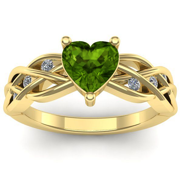 Inel logodna cu peridot inima