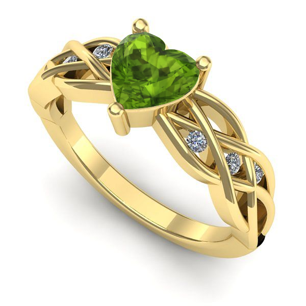 Inel logodna din aur galben cu peridot