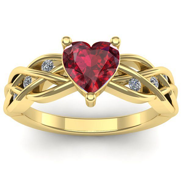 Inel de logodna cu rubin inima