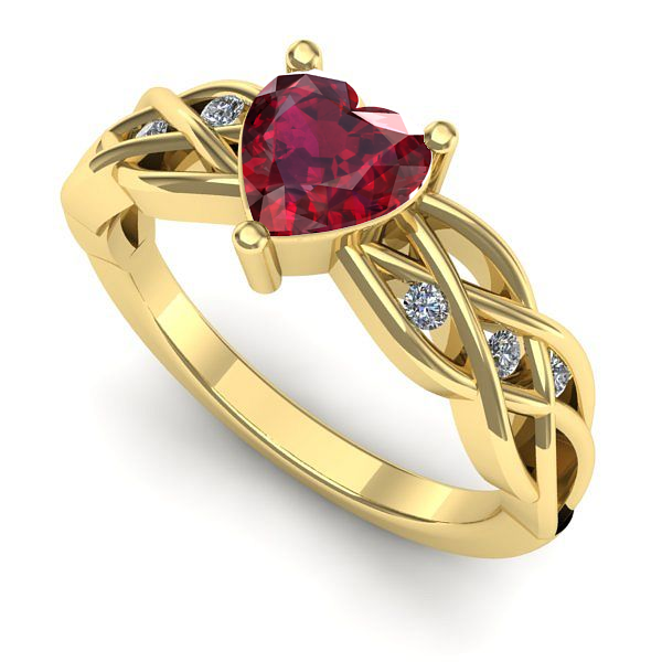 Inel de logodna din aur galben cu rubin