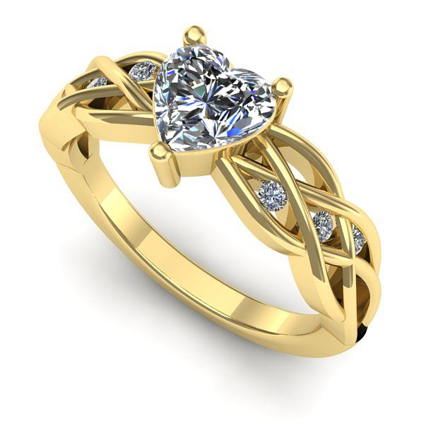 Inel logodna din aur galben cu diamant de laborator