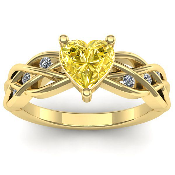 Inel logodna cu safir galben inima